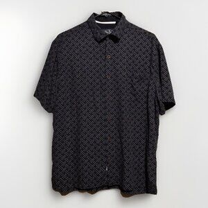 NAT NAST‎ Blue Button Down Short Sleeve Shirt Men's Medium Silk Blend